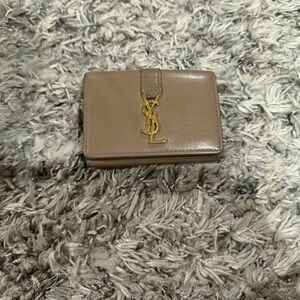 Yves Saint Laurent Tan Wallet with Gold Logo